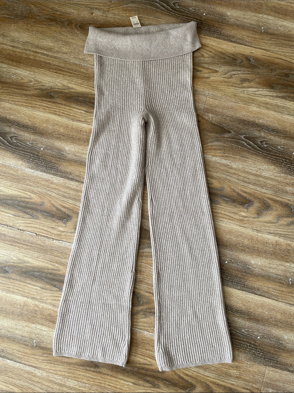 Aerie Sweater Trousers NWT Ribbed Fold-Over Waist Wide-Leg Knit Pants